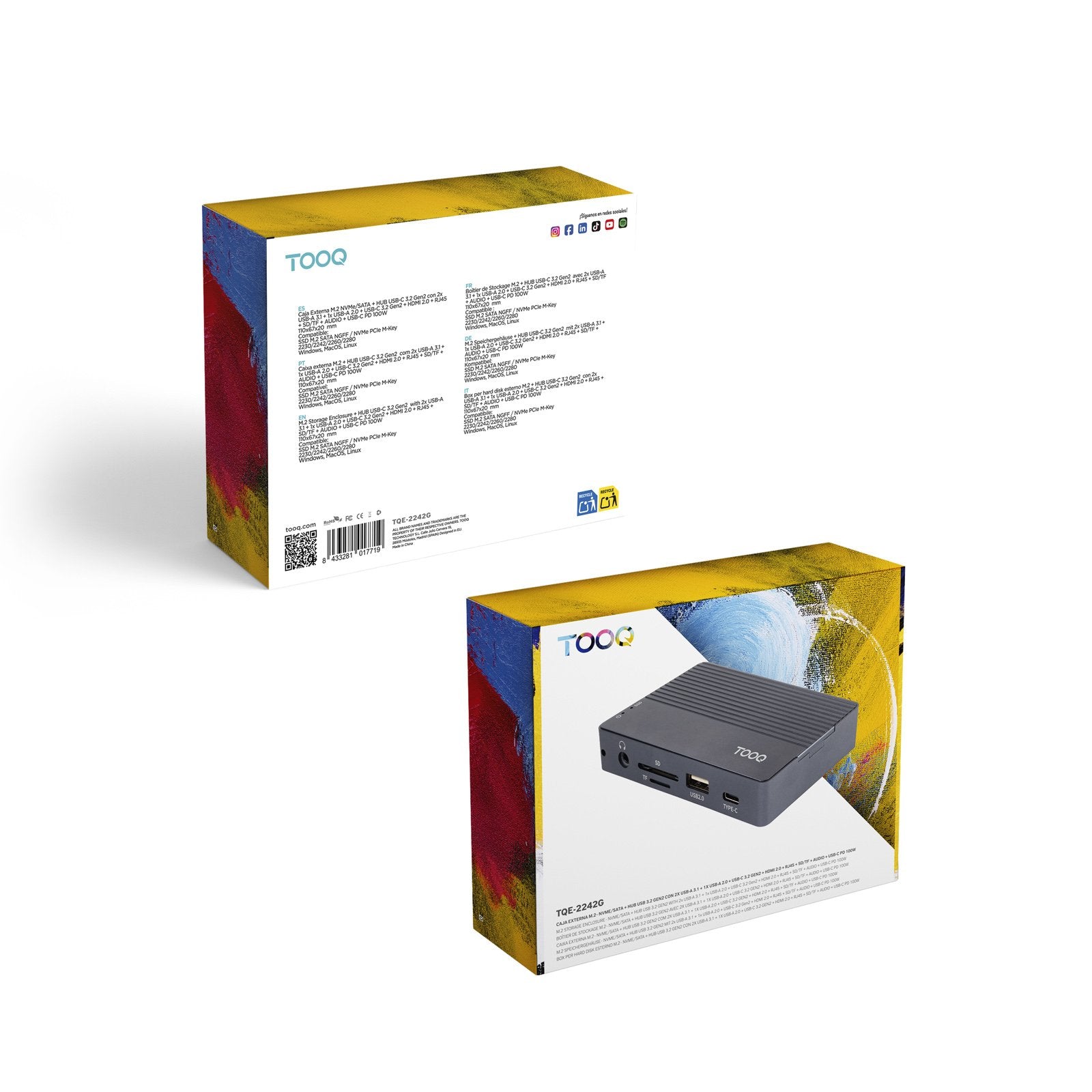 Docking Usb Tipo-C Tooq Tqe-2242g Ranura Ssd M.2 1xhdmi 1xrj45 1xusb 1xusb Tipo-C 1xlector Tarjetas 1x Jack 3.5 1xusb Tipo-C Pd - Imagen 9