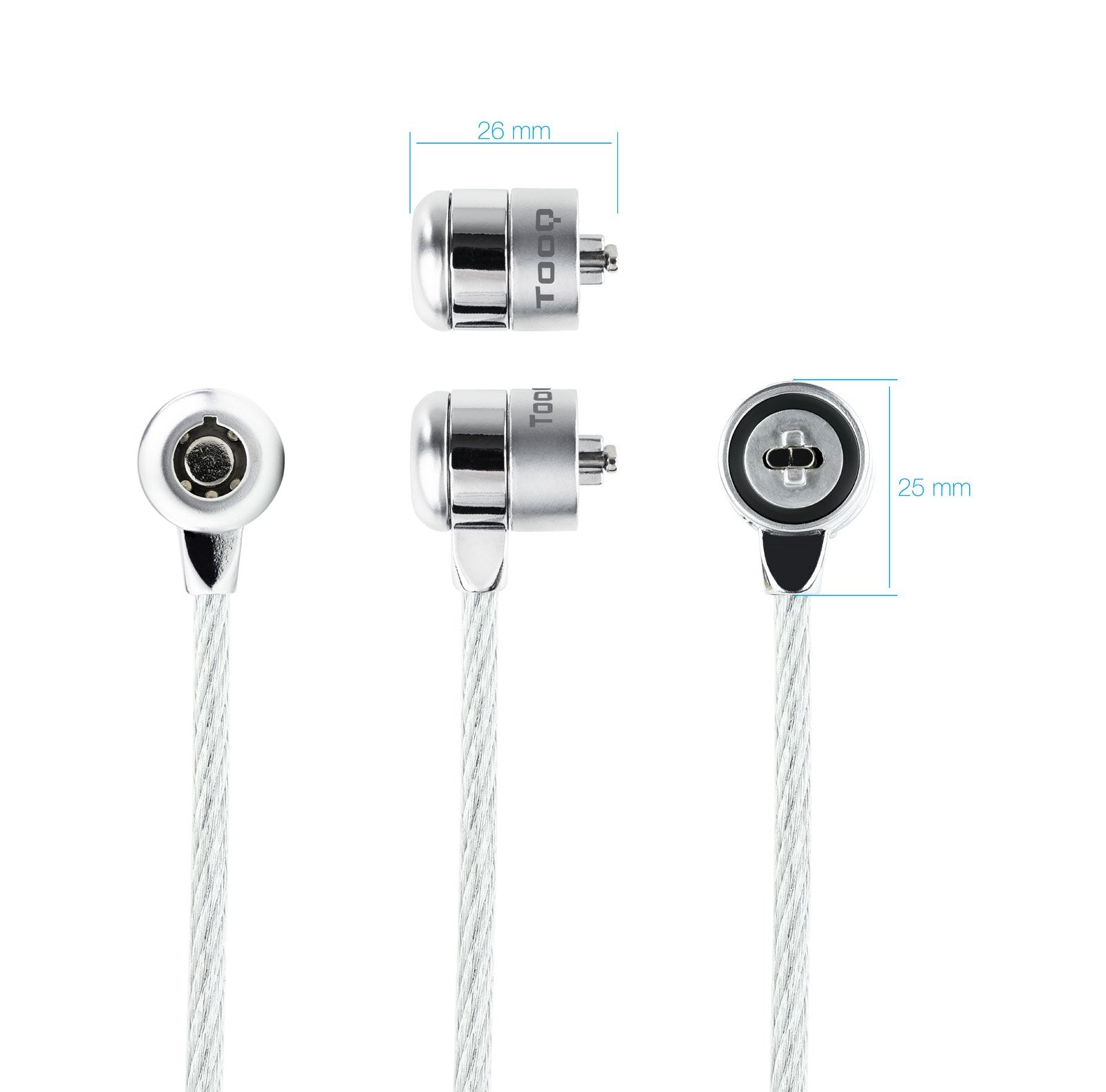 Tooq Cable De Seguridad Universal Con Llave Para Portatiles - Acero 4.5mm - Longitud 1.50m - Imagen 2