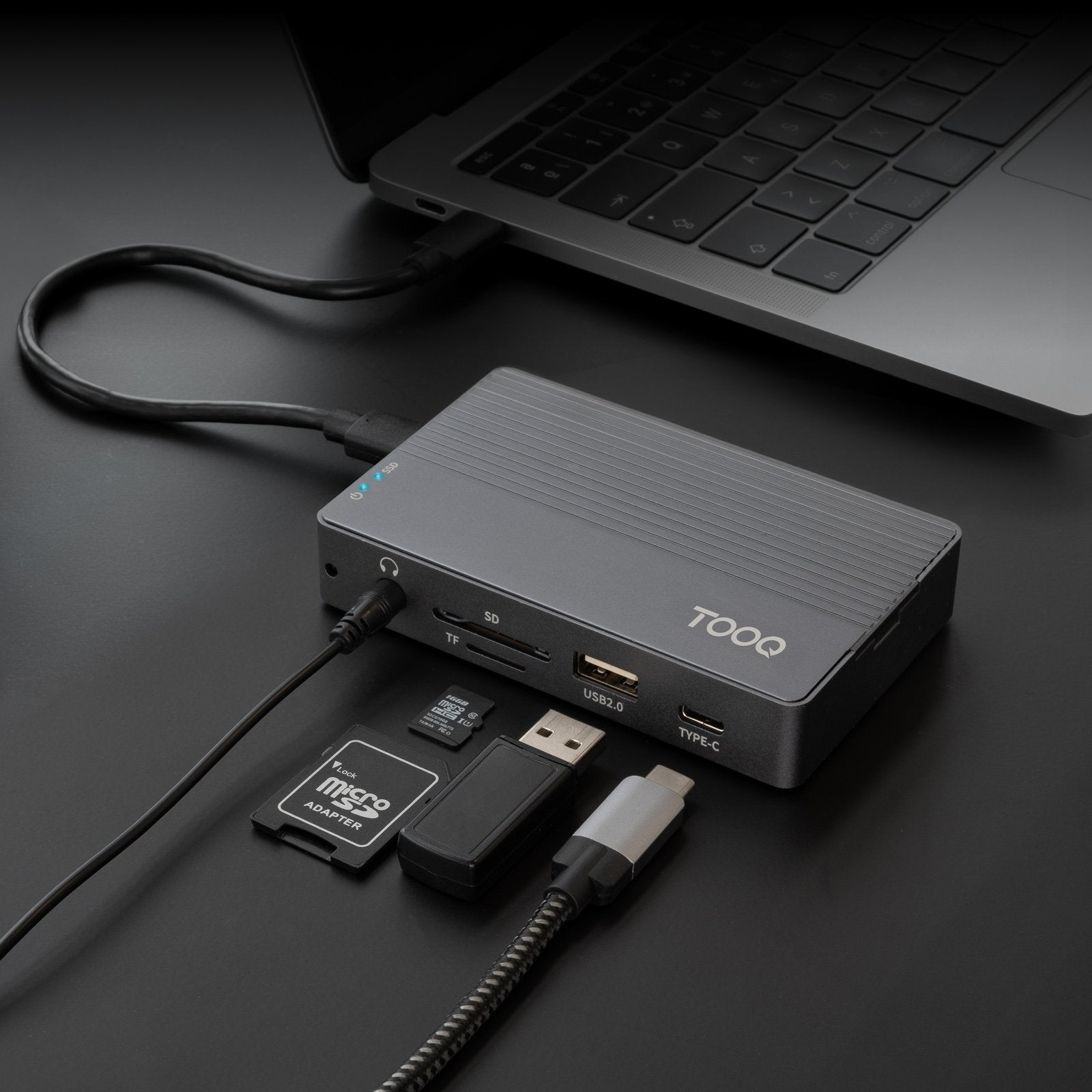 Docking Usb Tipo-C Tooq Tqe-2242g Ranura Ssd M.2 1xhdmi 1xrj45 1xusb 1xusb Tipo-C 1xlector Tarjetas 1x Jack 3.5 1xusb Tipo-C Pd - Imagen 6