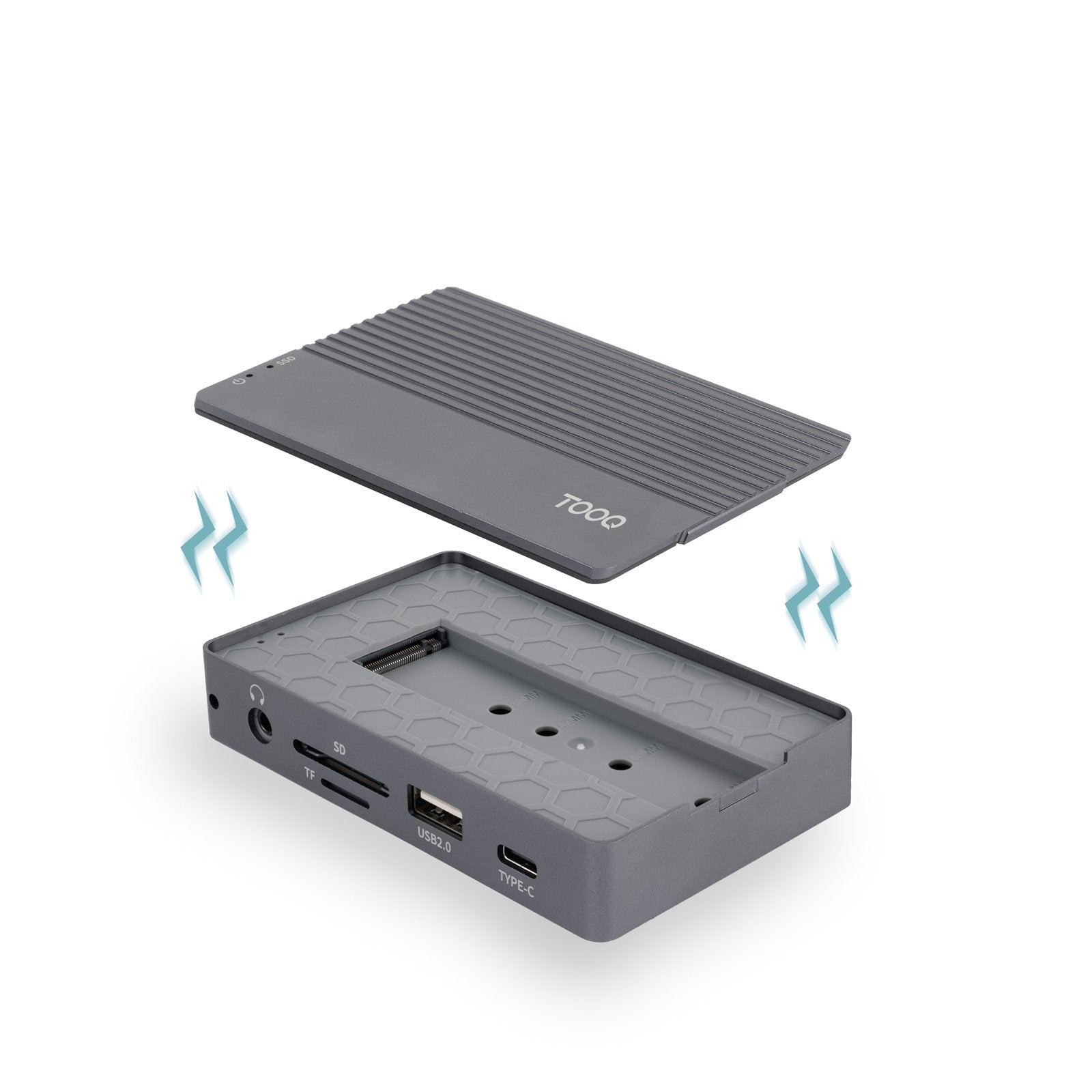 Docking Usb Tipo-C Tooq Tqe-2242g Ranura Ssd M.2 1xhdmi 1xrj45 1xusb 1xusb Tipo-C 1xlector Tarjetas 1x Jack 3.5 1xusb Tipo-C Pd - Imagen 3