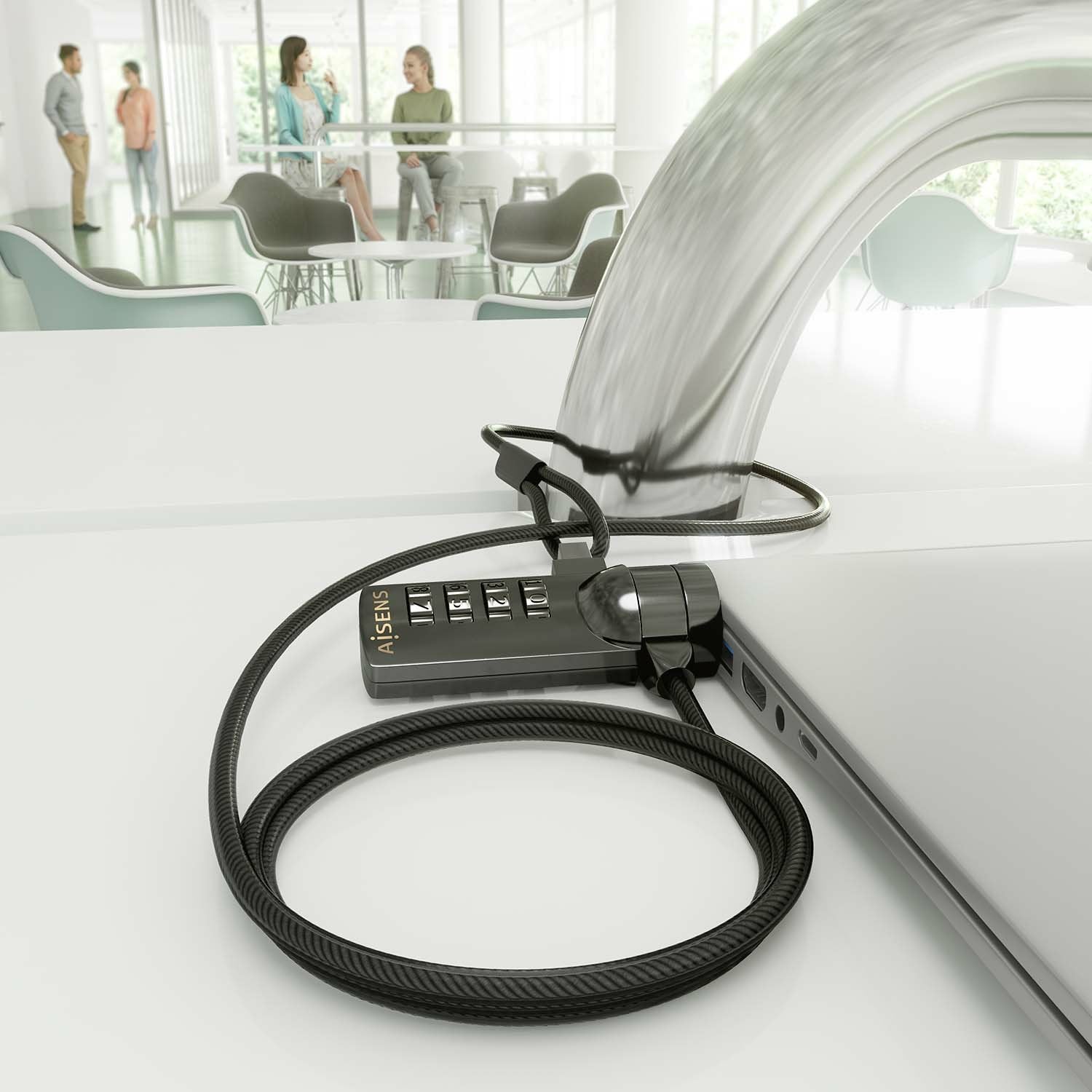 Aisens Cable De Seguridad Para Portátiles Aslk-D40n03-Bk 1.5m - Imagen 5
