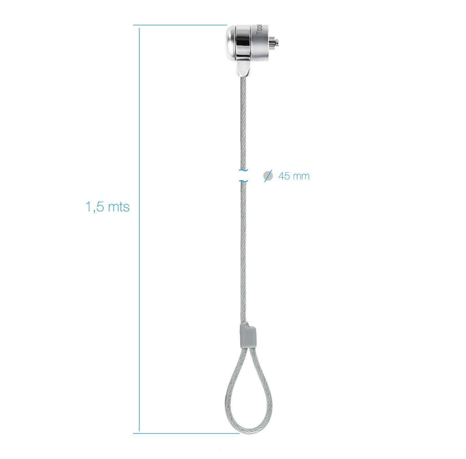 Tooq Cable De Seguridad Universal Con Llave Para Portatiles - Acero 4.5mm - Longitud 1.50m - Imagen 3