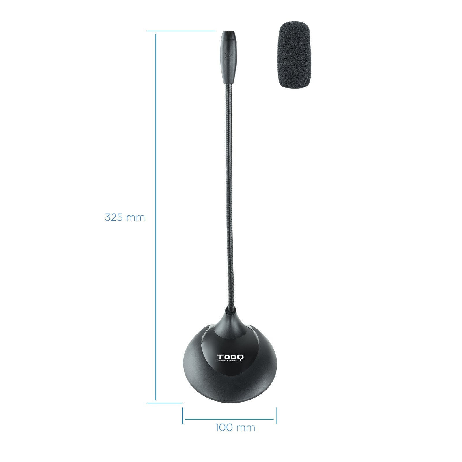 Tooq Microfono De Escritorio Flexible Omnidireccional - Interruptor On/Off - Cable De 2m - Jack 3.5mm - Negro - Imagen 4