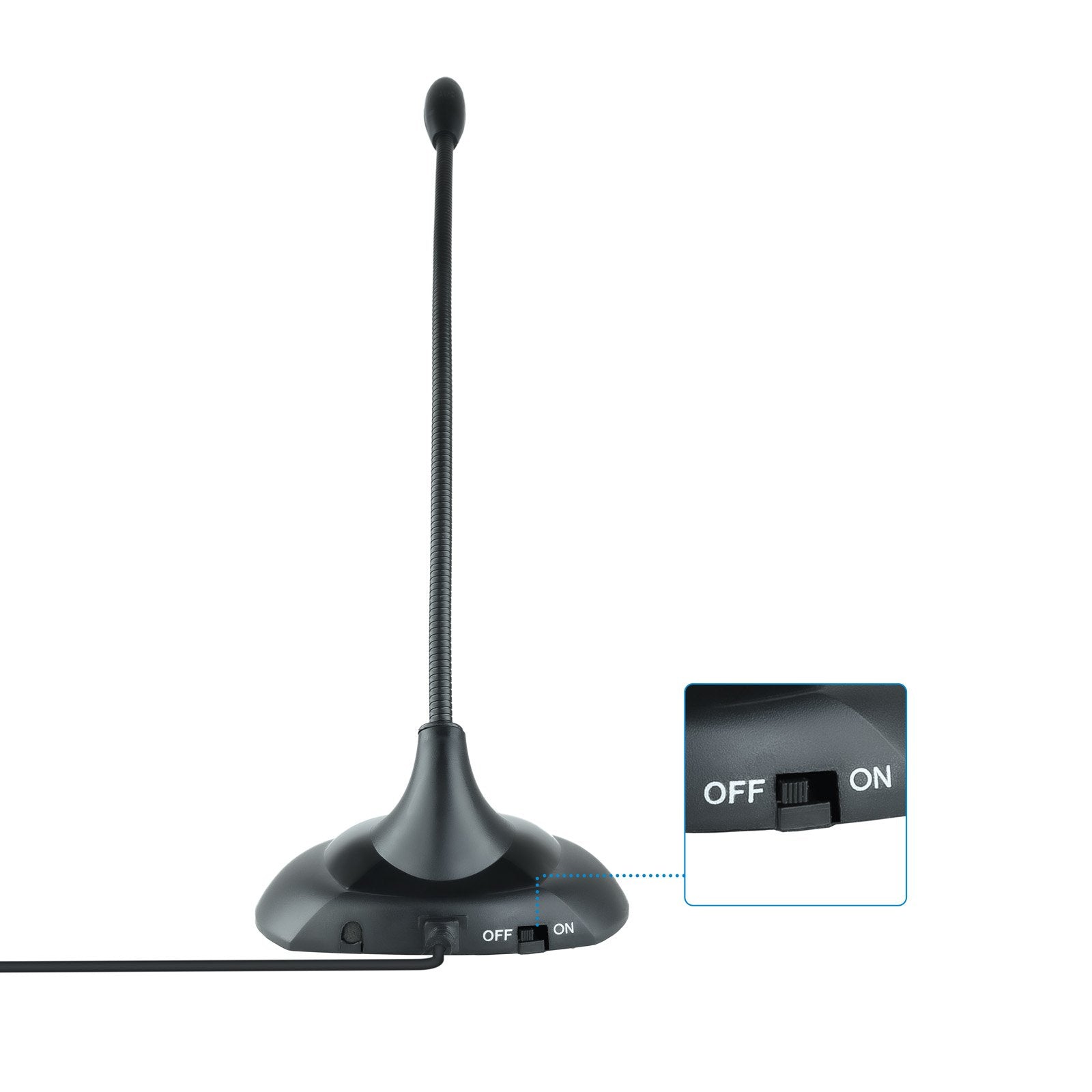 Tooq Microfono De Escritorio Flexible Omnidireccional - Interruptor On/Off - Cable De 2m - Jack 3.5mm - Negro - Imagen 3